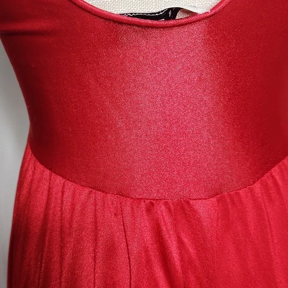 Vintage Miss Elaine red lace cut-out silky Fantasy  babydoll maxi slip dress - Picture 6 of 12